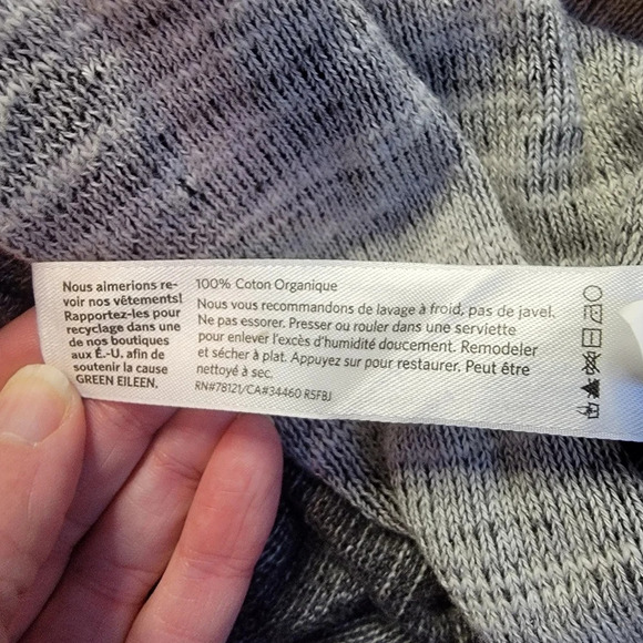 Eileen Fisher Cotton Plaited Knit Cascading Open Cardigan Charcoal Gray Size S - Picture 10 of 10